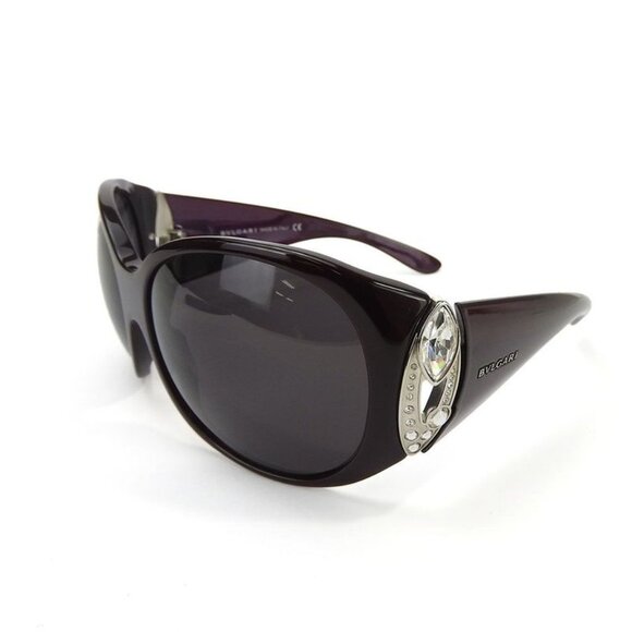 Bulgari Sunglasses 8017-b 820 87 6317 120 Rhinestone Plastic Purple Small